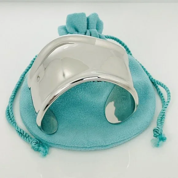 7" Tiffany & Co Left Bone Cuff Bracelet by Elsa Peretti in Sterling Silver - Picture 2 of 8